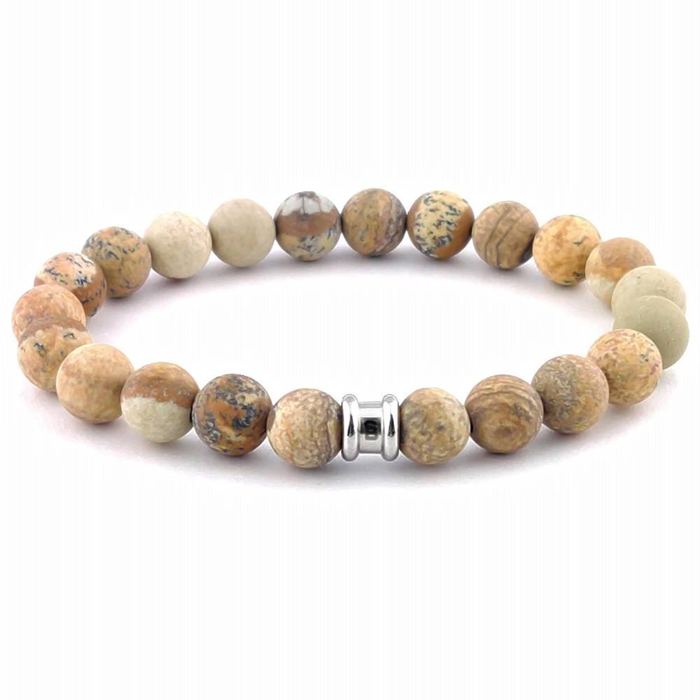 Steel & Barnett Armband Stones Basic Beige heren