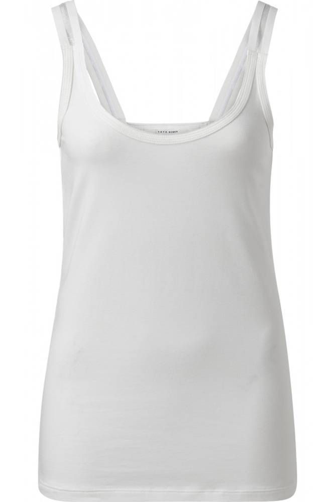 Cotton singlet with straps Wit