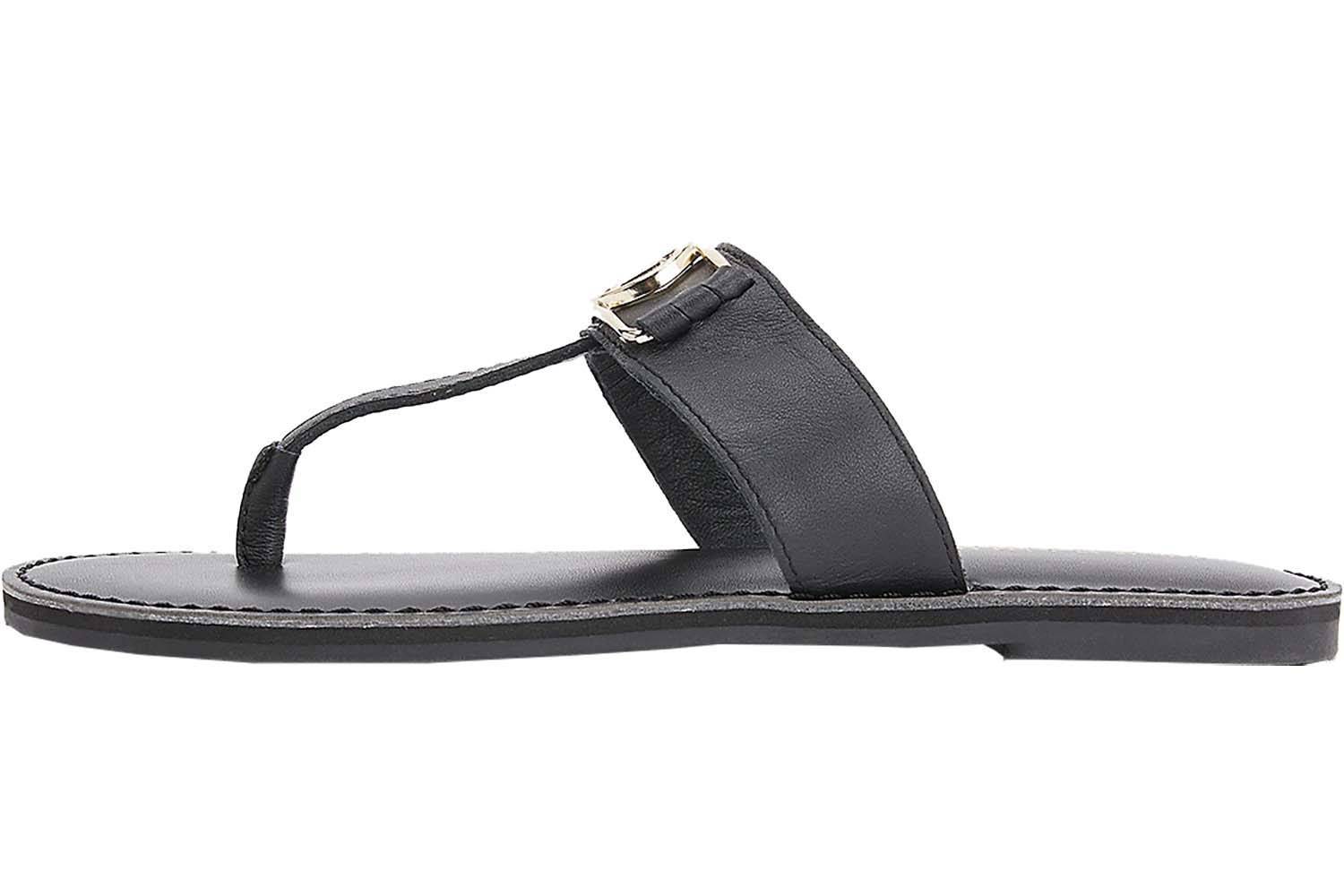 Tommy Hilfiger TH hardware leather flat mude Zwart Sandalen | Gratis  bezorging - Bomont.nl