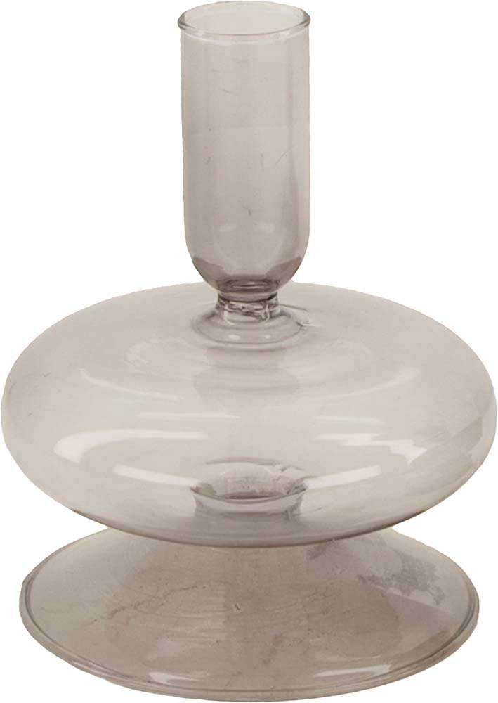 Dinnercandle holder glass 10x12cm 2ass Beige