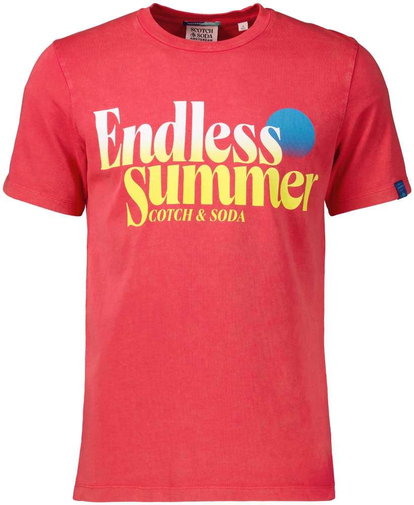 Scotch & Soda Garment-dye logo artwork regular fi Rood