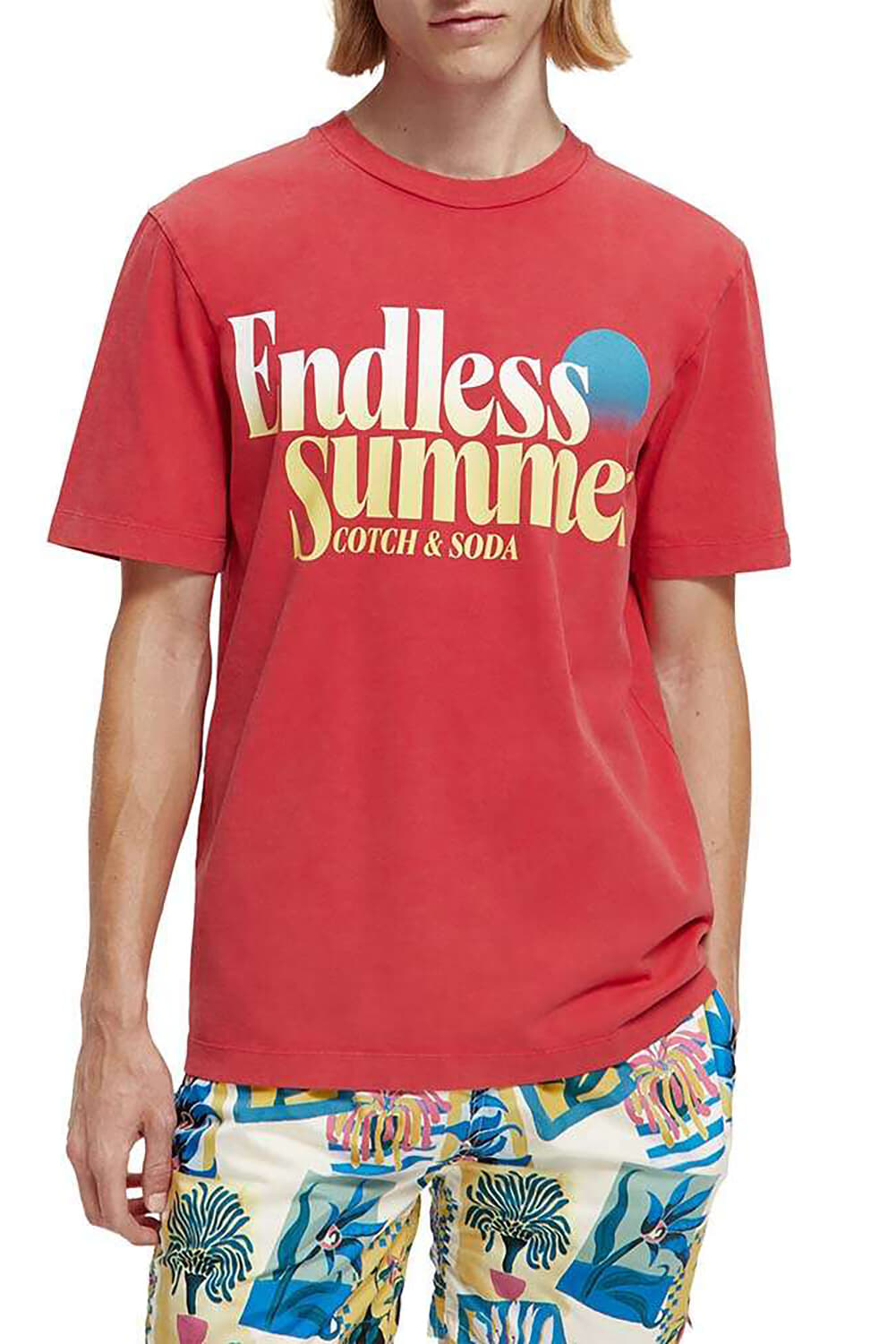Scotch & Soda Garment-dye logo artwork regular fi Rood