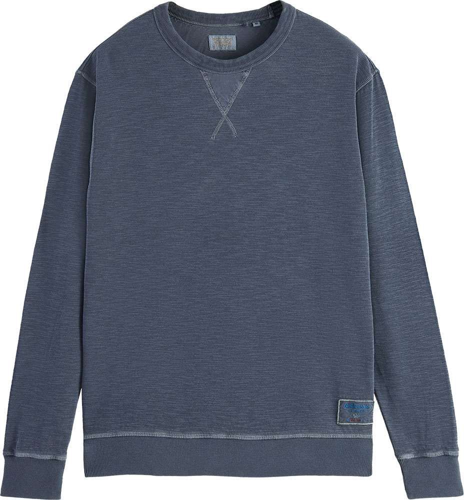 Garment-dyed structured sweatshirt Blauw