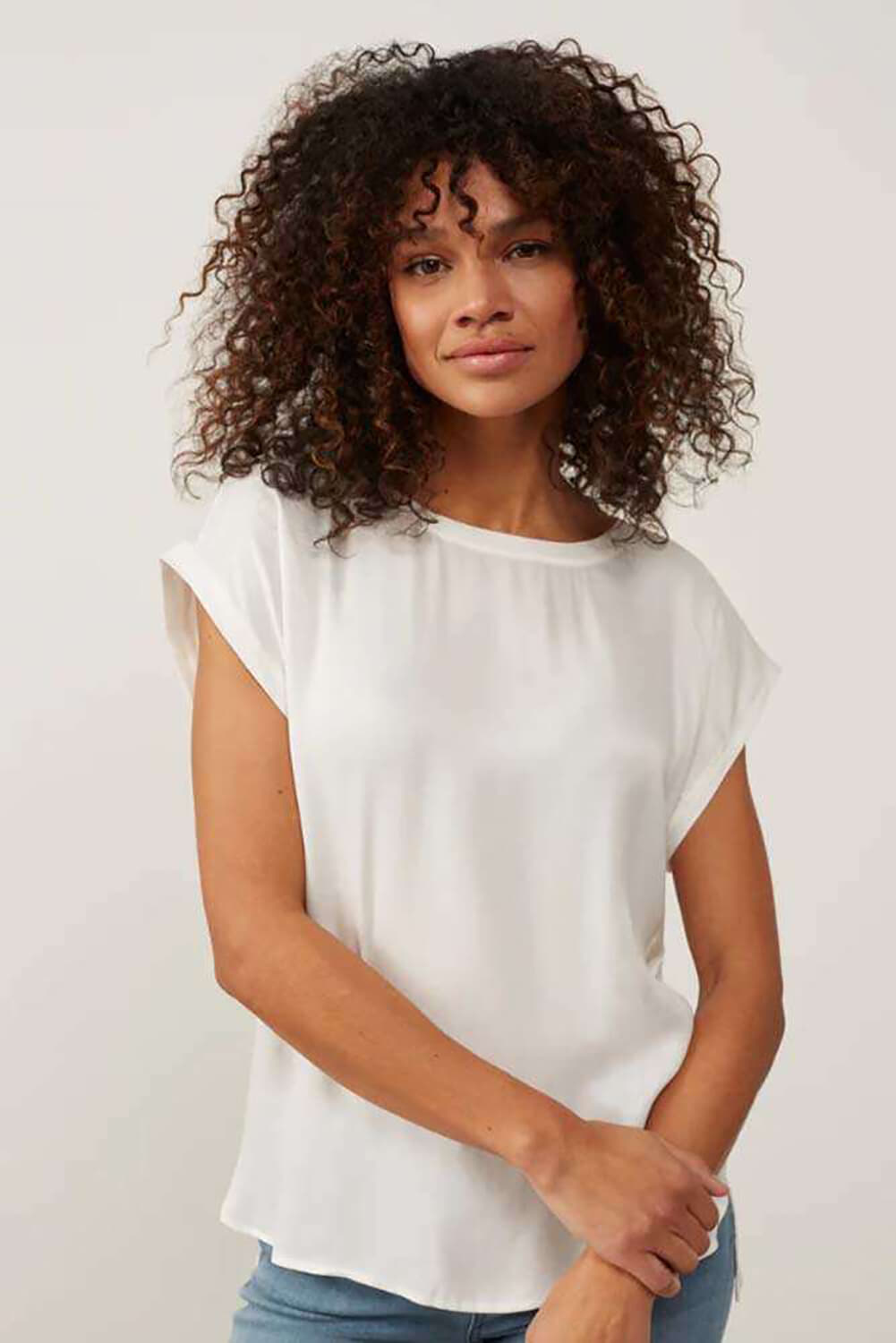 Yaya T-shirt with rounded hems Off White