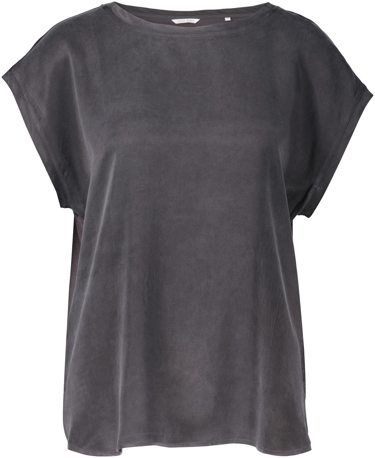 Yaya T shirt with rounded hems Zwart Korte mouw Gratis bezorging