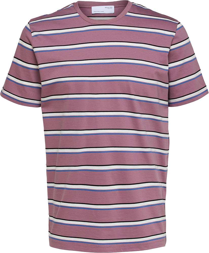 Selected Homme slhbertie merc stripe ss o-neck vj Roze