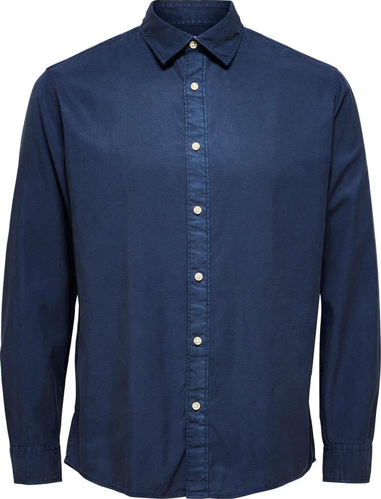 slhregpastel-linen shirt Blauw