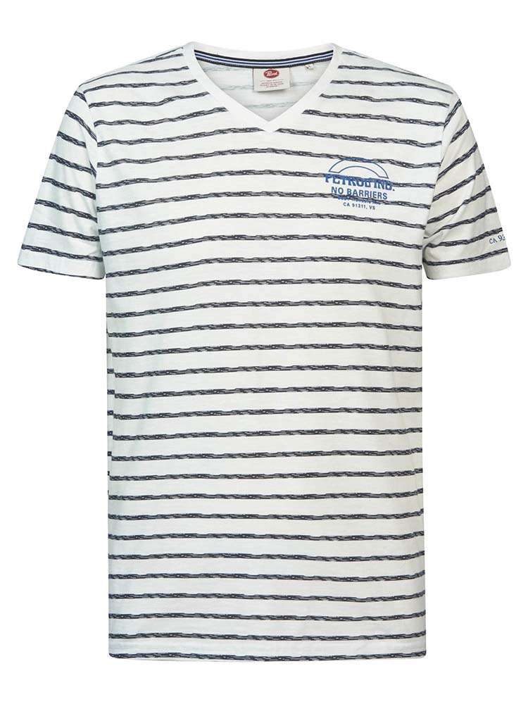 Petrol t-shirt ss-v neck vj Wit