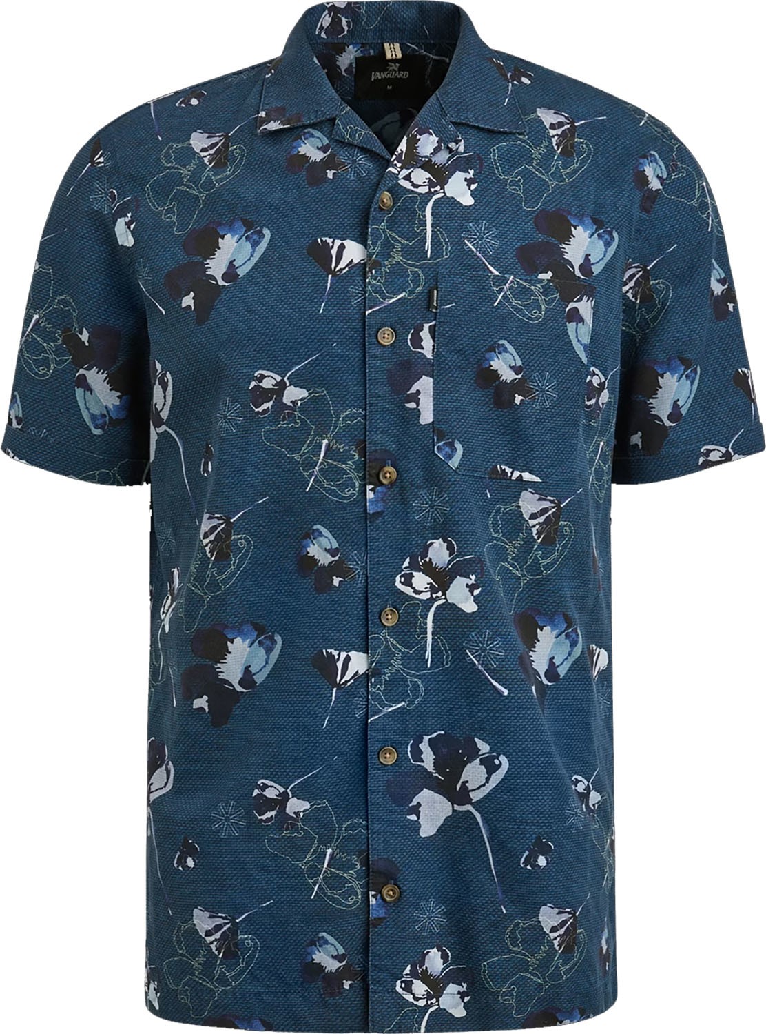 Vanguard Short Sleeve Shirt Printed Tencel Blauw