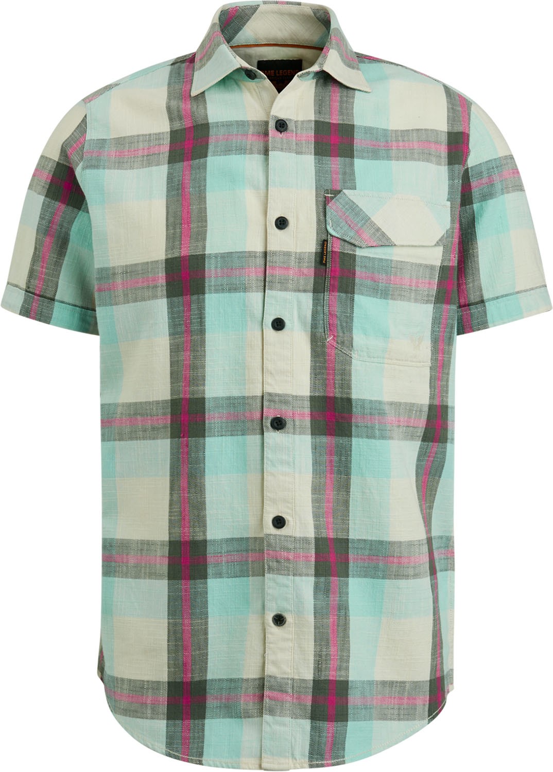Pme Legend Short Sleeve Shirt Slub Check Dani Groen