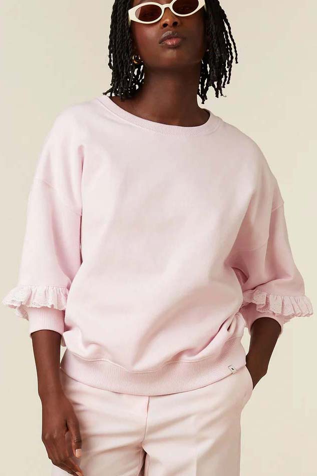 Beaumont Pullover sweat dubble sleeve Roze Sweaters Gratis