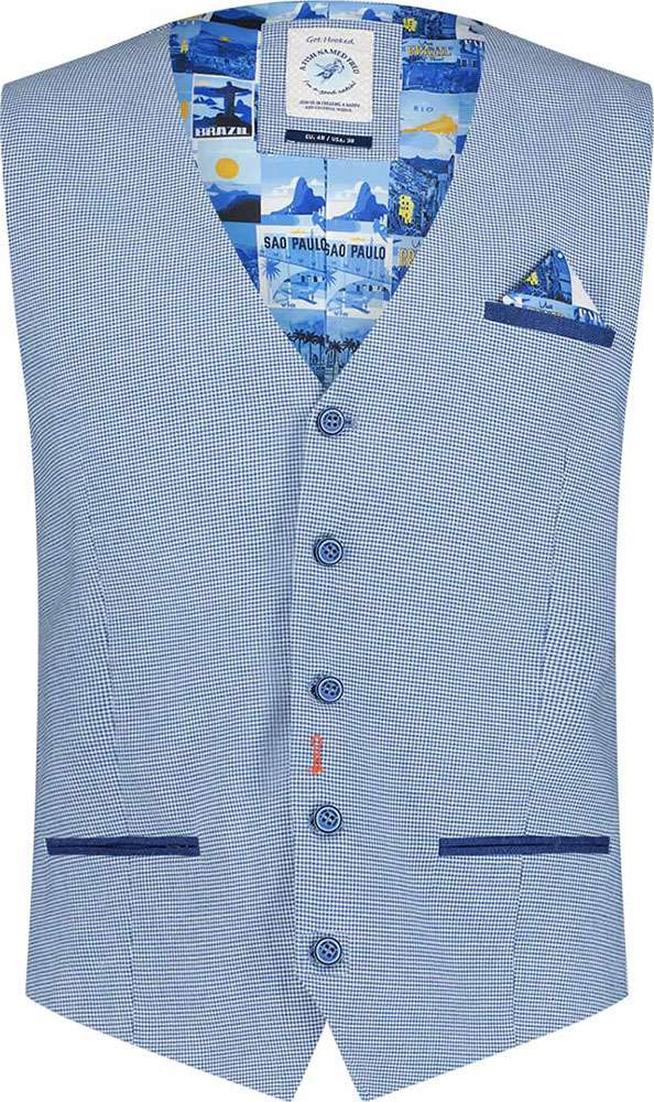 A Fish Named Fred waistcoat washed linen Blauw Vesten Gratis