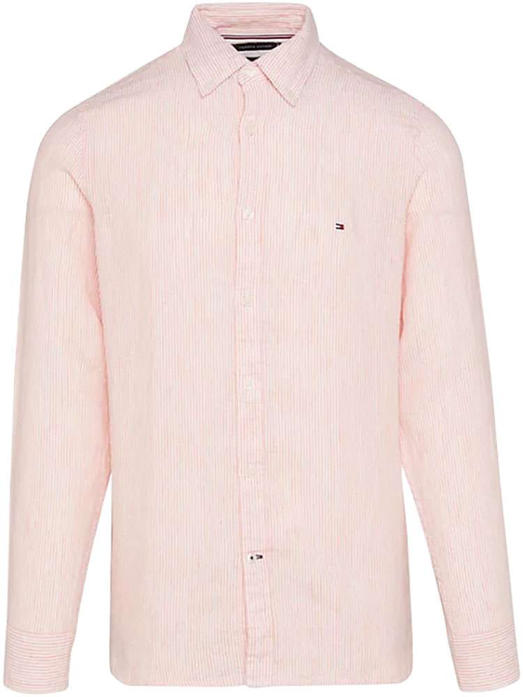 Tommy Hilfiger linen stripe shirt Oranje
