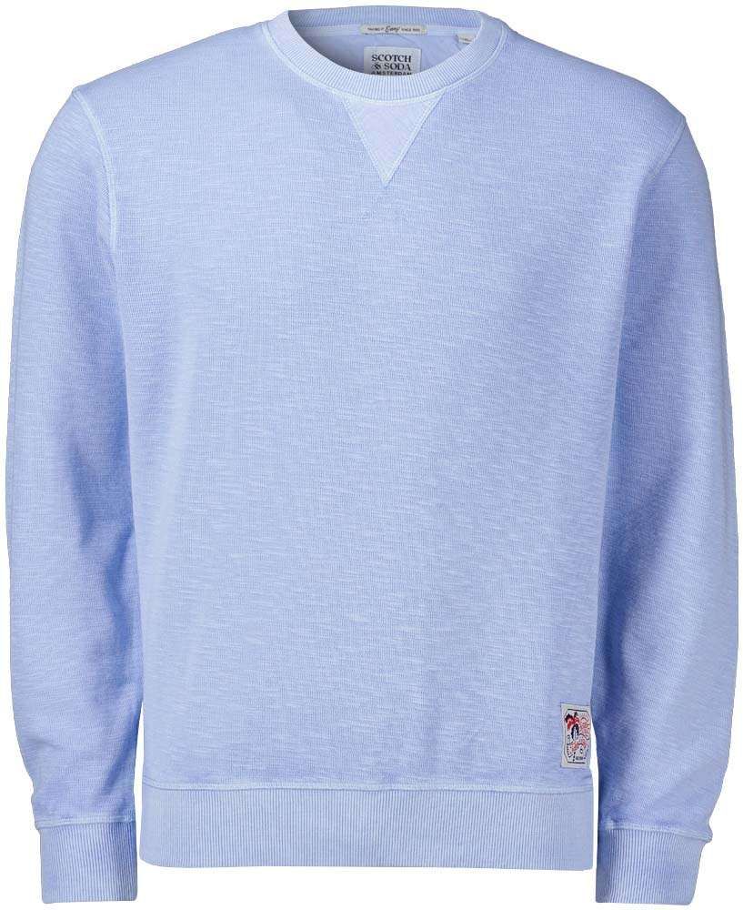 Garment dye structured sweatshirt Blauw