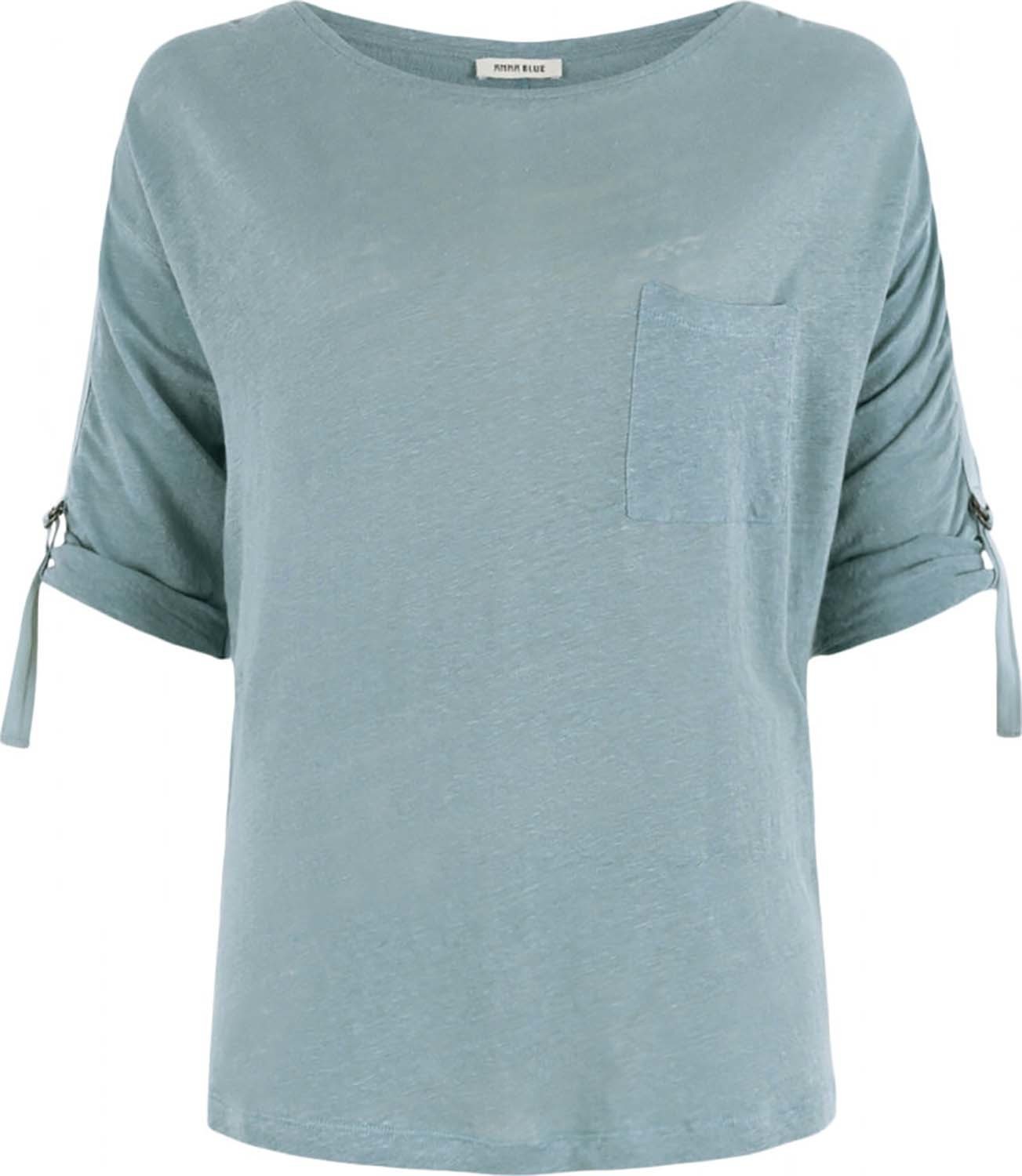 Anna Blue Slub t-shirt Blauw