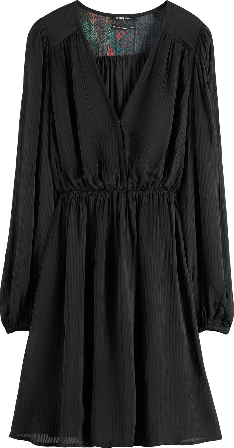 Scotch & Soda Balloon sleeve mini dress Zwart