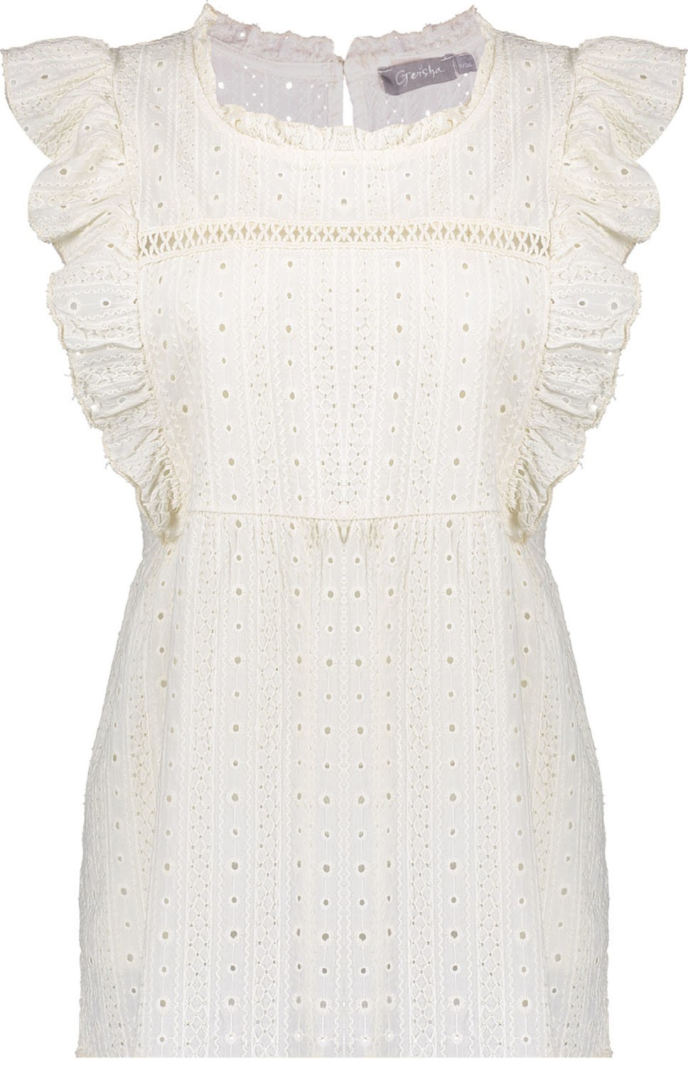 Geisha Top crochet ruffles Wit