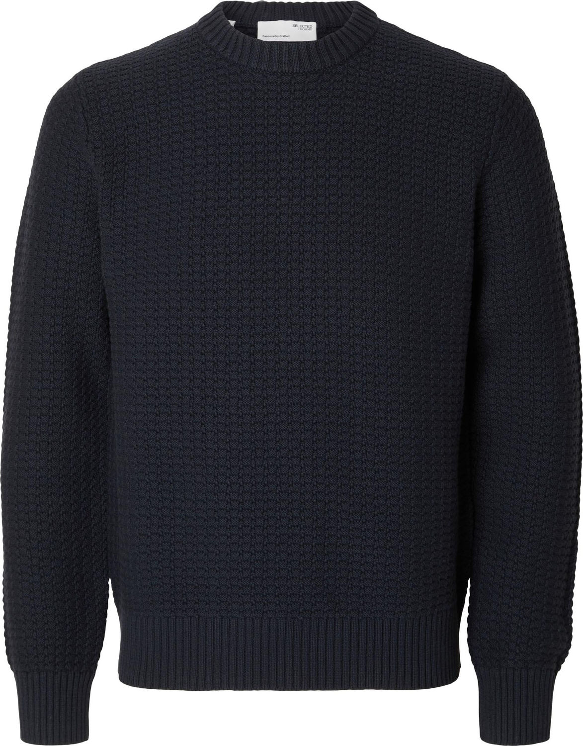 Selected Homme slhthim ls knit strip crew Blauw