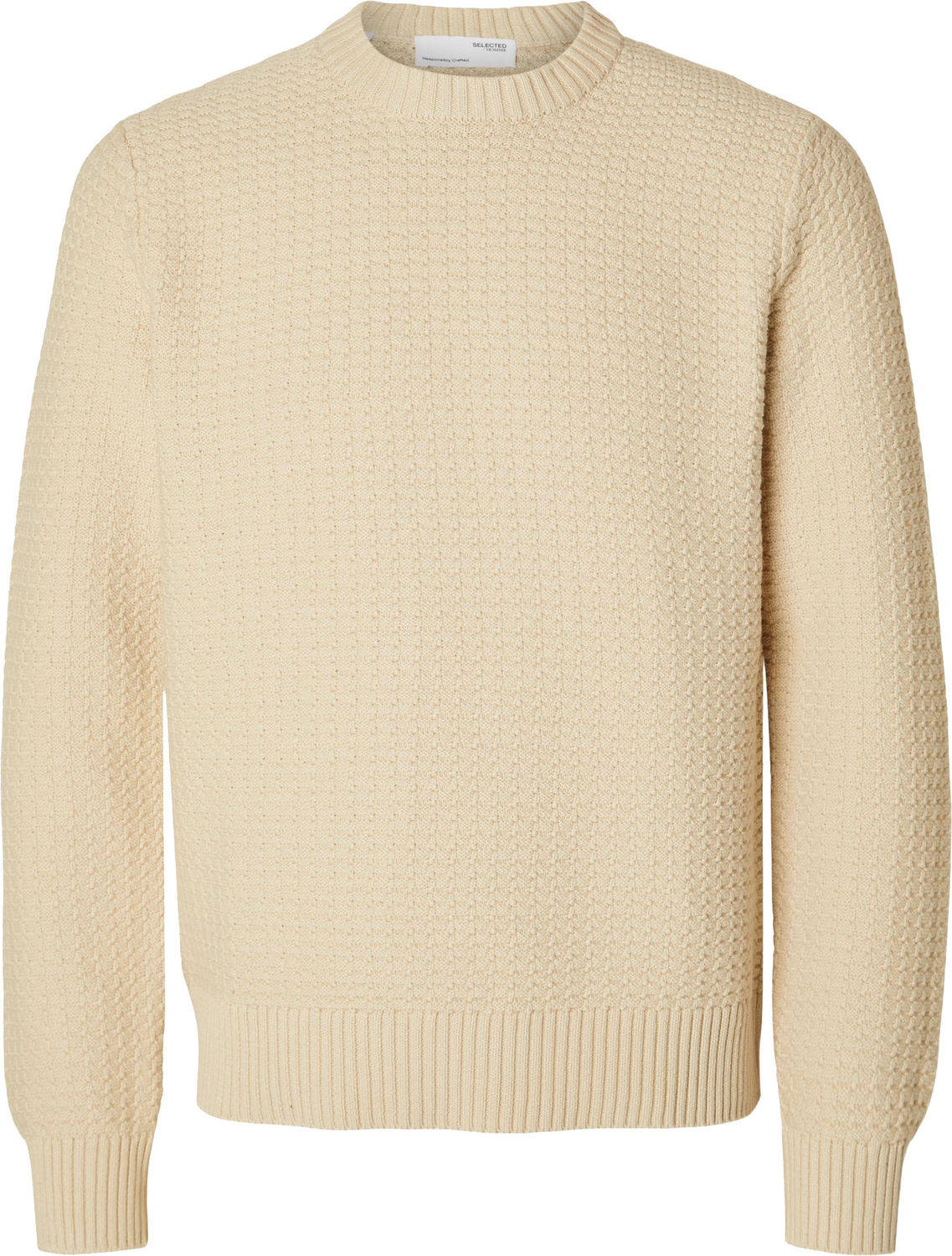 Selected Homme slhthim ls knit strip crew Wit