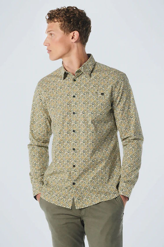 No Excess Shirt Stretch Allover Printed Groen
