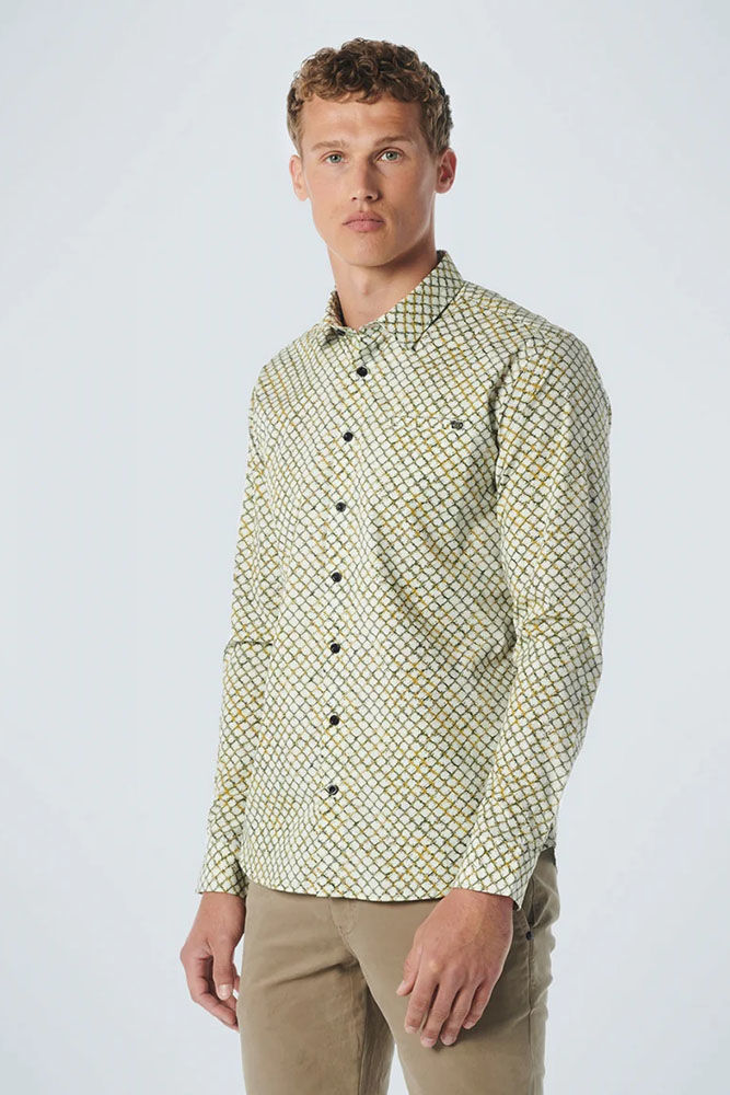 No Excess Shirt Stretch Allover Printed Groen