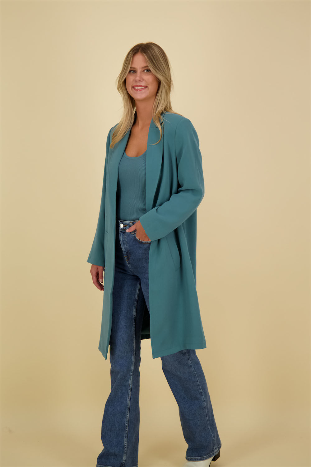 Yaya Long blazer jacket Blauw