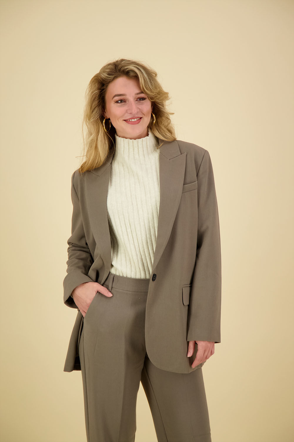 Yaya Woven oversized blazer Bruin