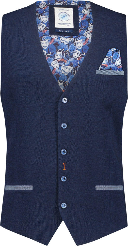 A Fish Named Fred waistcoat pique Blauw