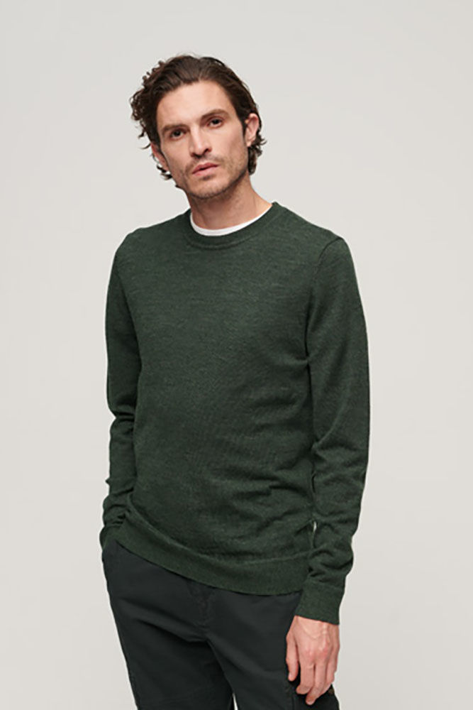 Superdry studio merino crew Groen