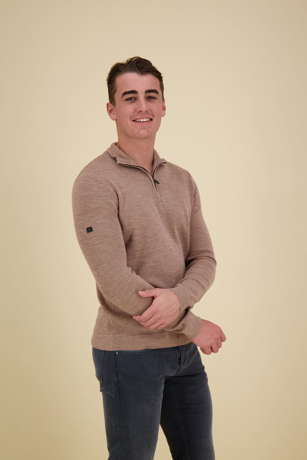 Superdry merino henley half zip jumper Bruin