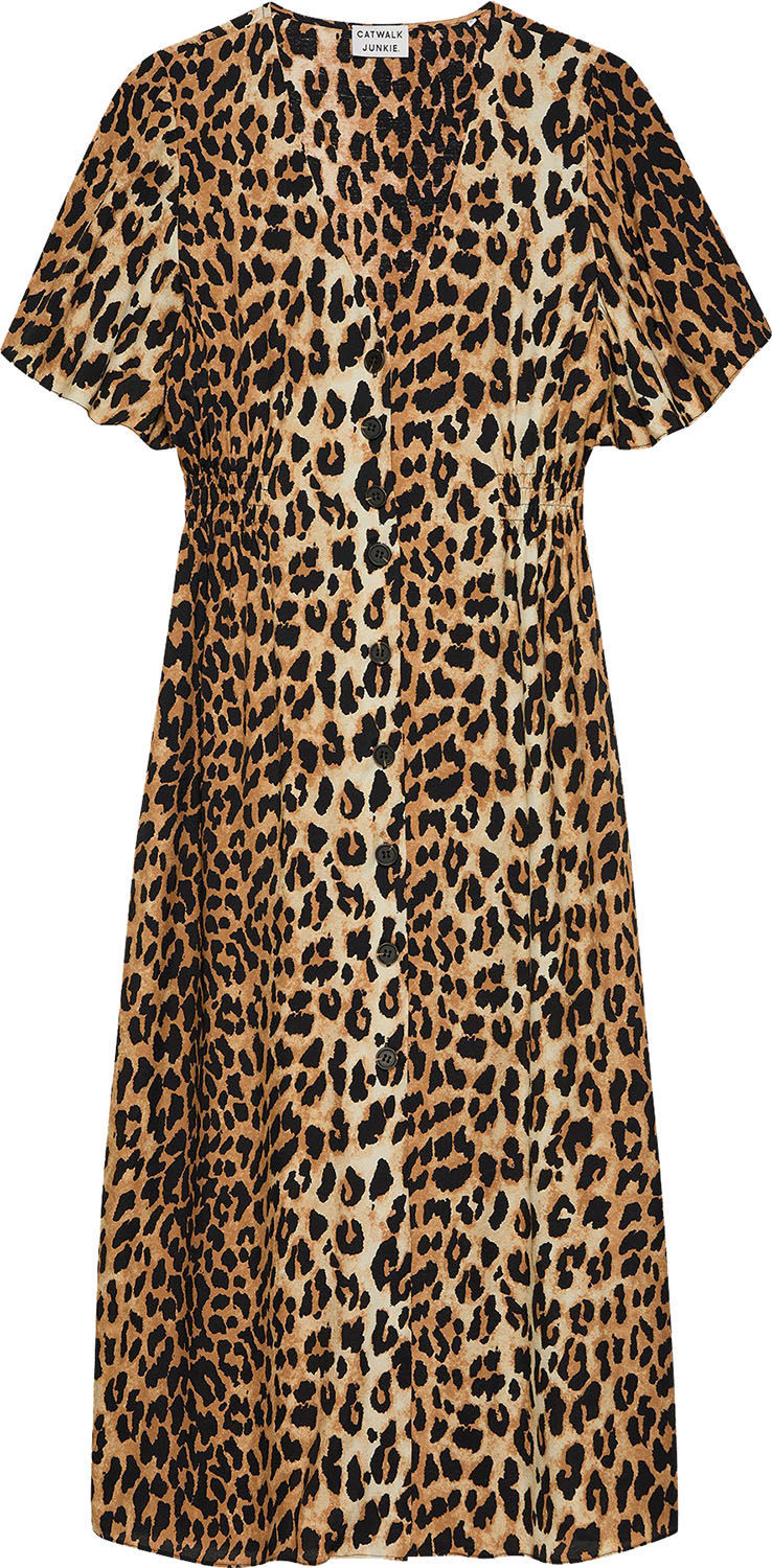 Catwalk Junkie Jurk Dr. Leopard Midi Bruin