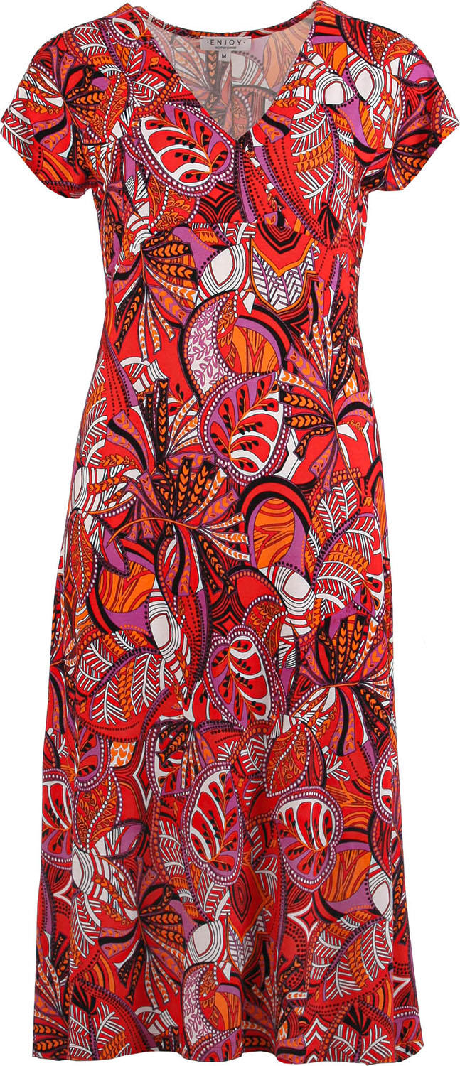 Enjoy Jurk lang etnic print Rood