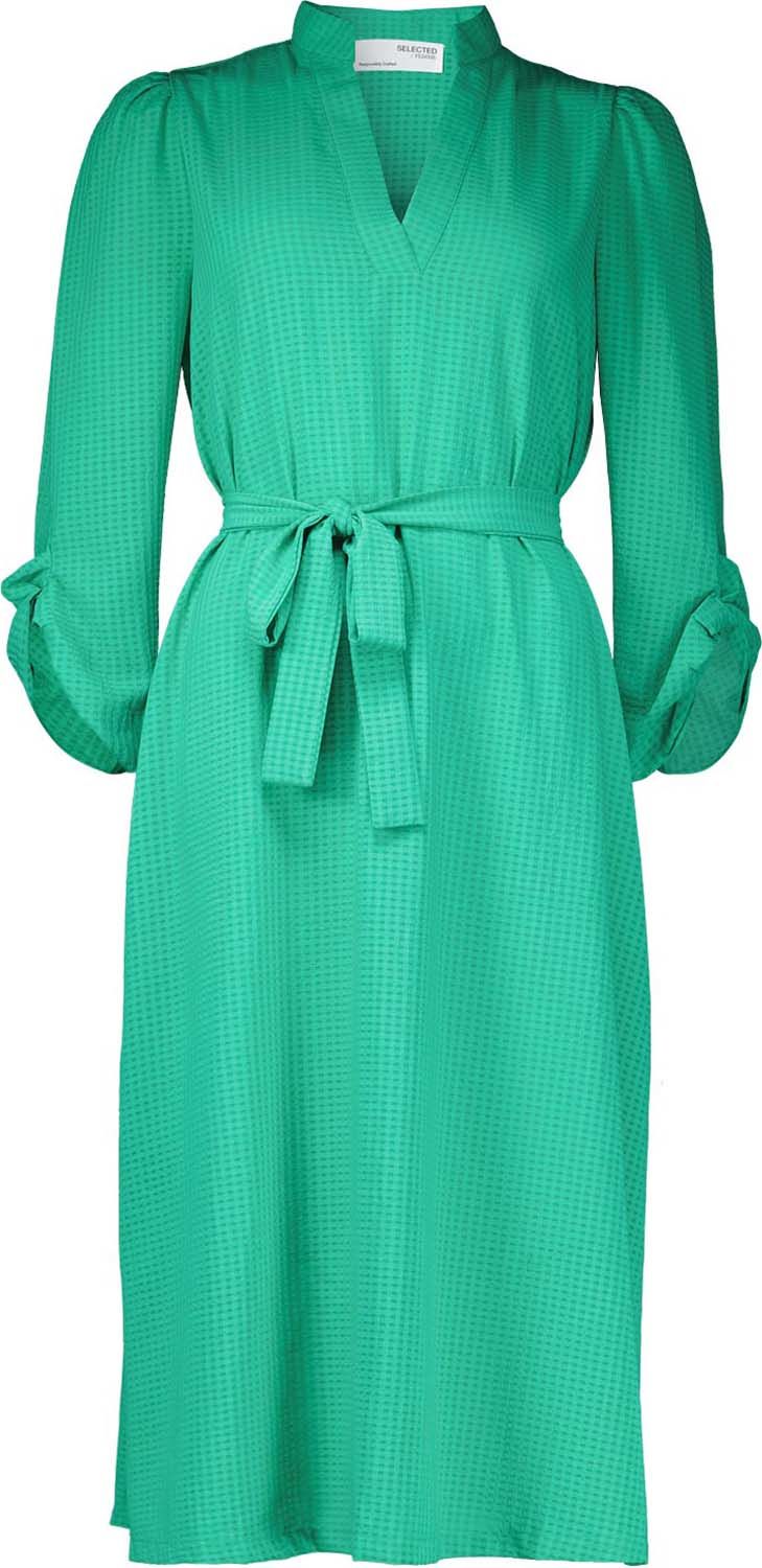 Selected Femme SLFINNA-SARA 7/8 V-NECK MIDI DRESS Groen