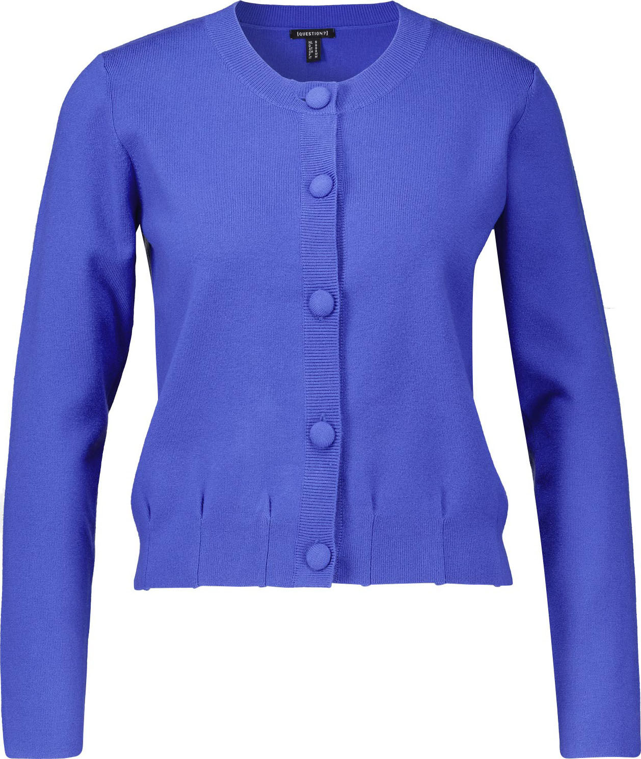 Question cardi r-neck fancy bottom seams Blauw