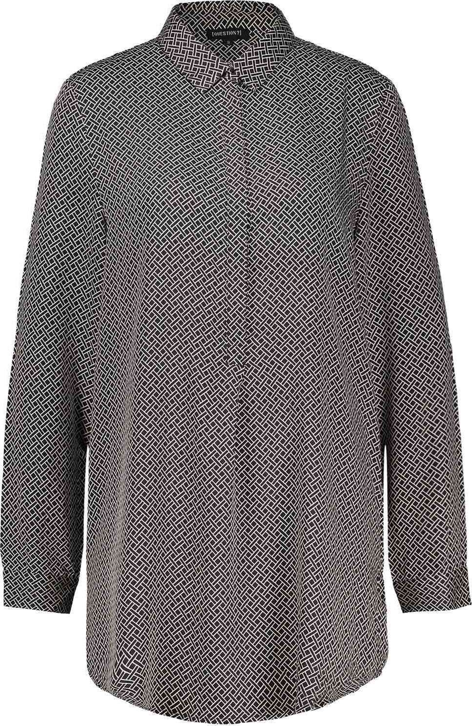 Question shirt half button aop Zwart
