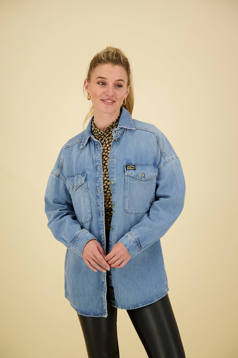 Superdry Denimovershirt Blauw