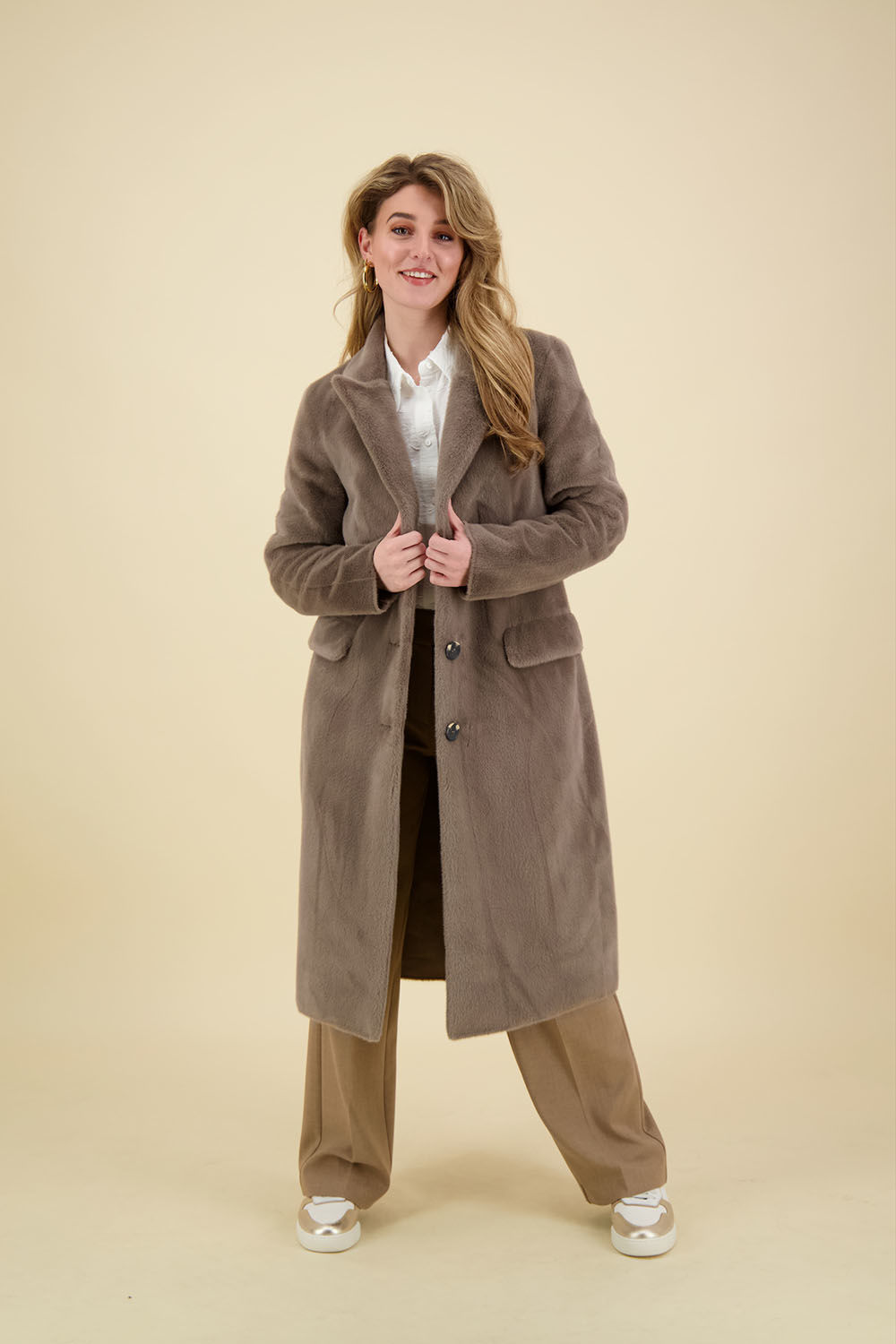 Rino & Pelle Long single breasted coat Bruin