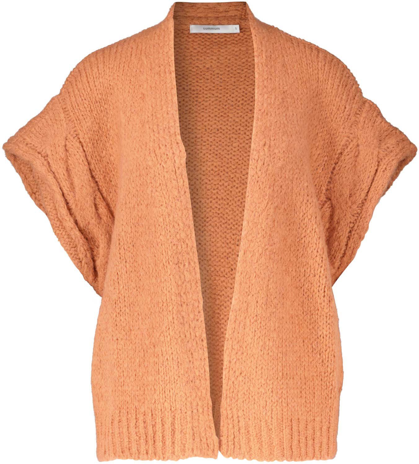 Sleeveless cardigan Rustic mohair blend knit Roze