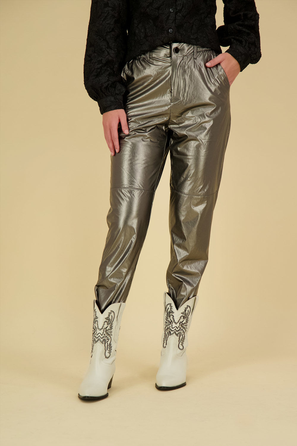 Esqualo Trousers metallic PU Grijs