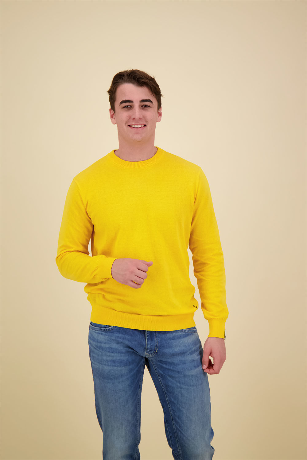 Scotch & Soda Linen blend crewneck pullover Geel