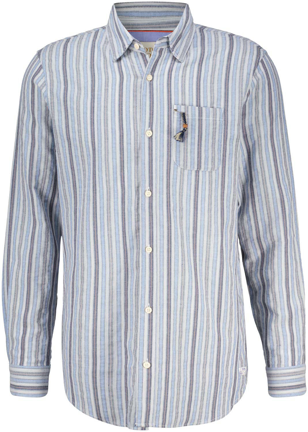 Scotch & Soda Lightweight Dobby Stripe Shirt Blauw