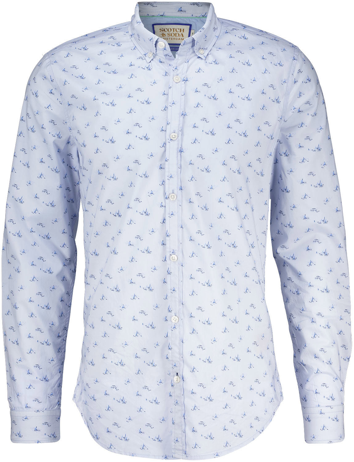 Scotch & Soda Slim fit allover print shirt Blauw