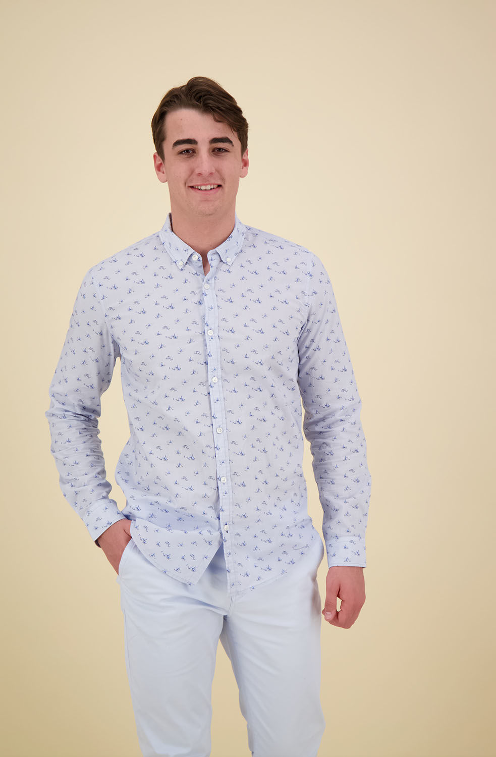 Scotch & Soda Slim fit allover print shirt Blauw