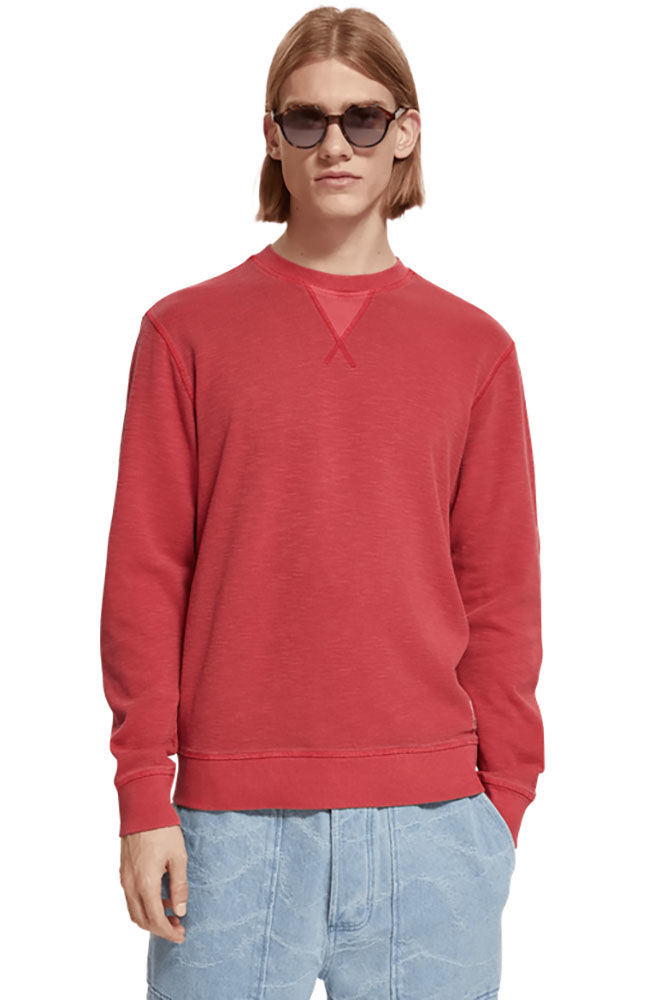 Scotch & Soda Garment Dye Structured Sweatshirt Rood