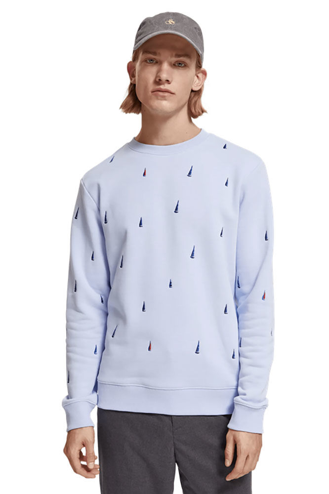Scotch & Soda Regular Fit All Over Print Embroide Blauw