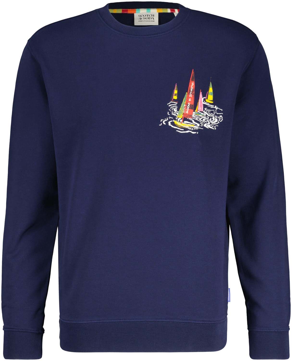 Scotch & Soda Front Back Boating Artwork Sweatshi Blauw