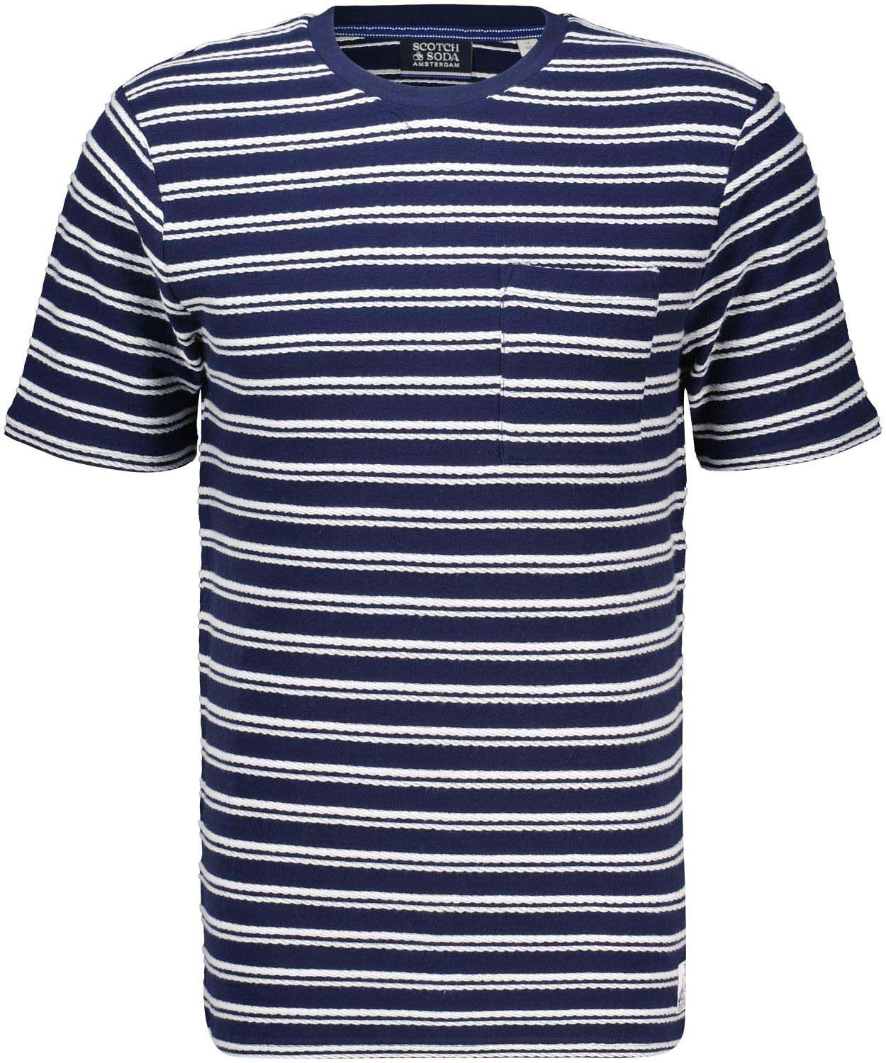 Structured Stripe Pocket T-shirt Blauw