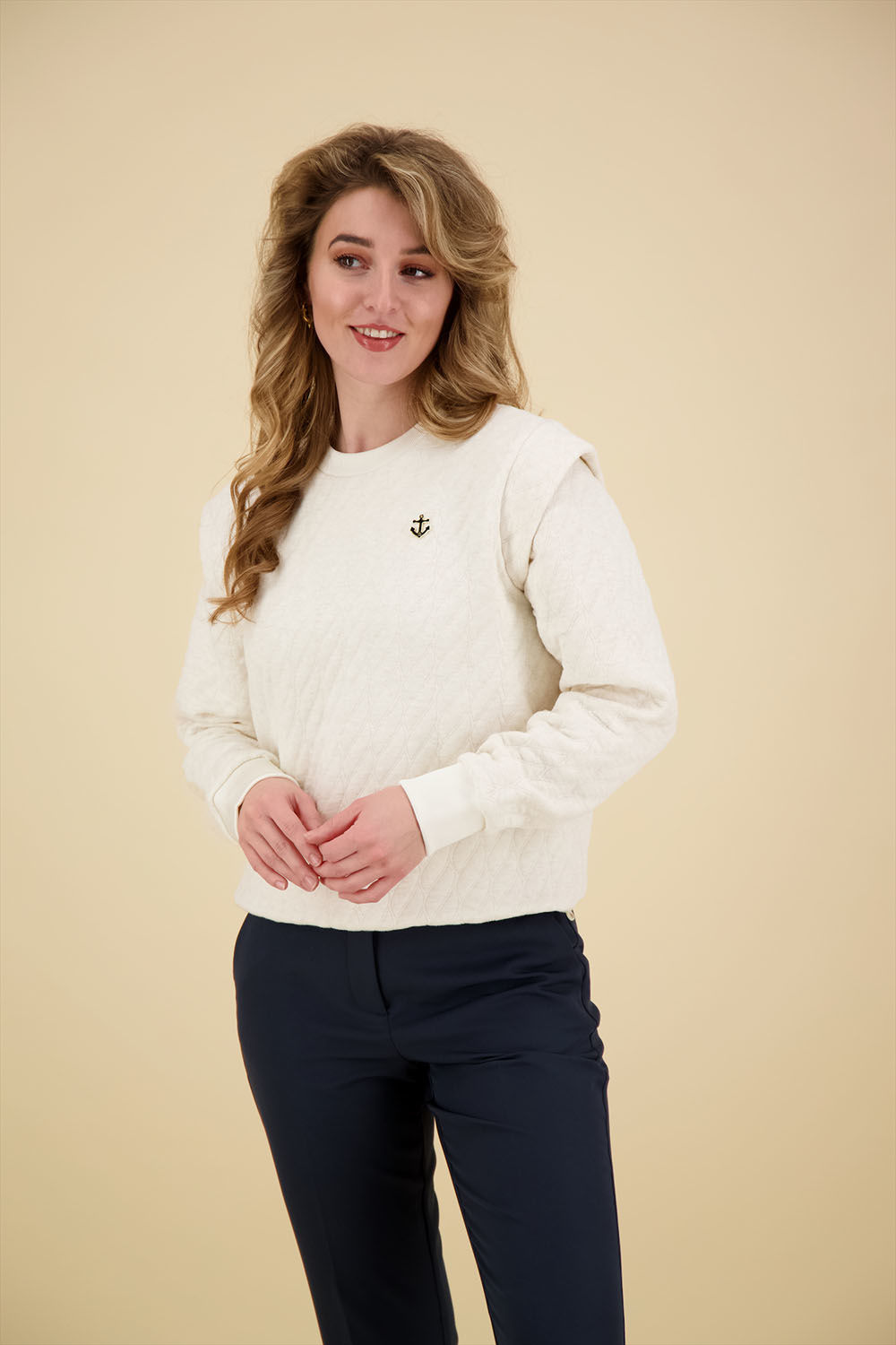 Scotch & Soda Bonded rope pattern sweatshirt Beige