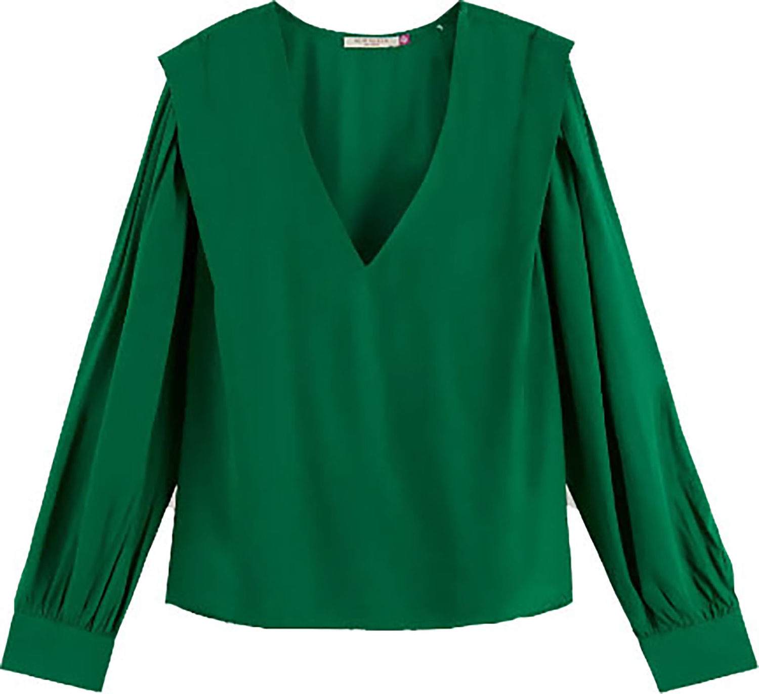 Scotch & Soda V-neck top with lip shoulder detail Groen