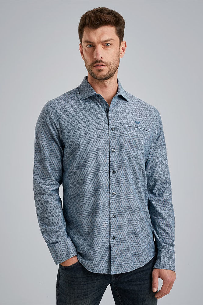 Pme Legend Long Sleeve Shirt Print On YD Chec Blauw